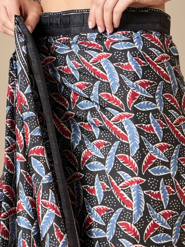 Black Ajrakh printed Ready to wear Saree-RW23 - Image 3