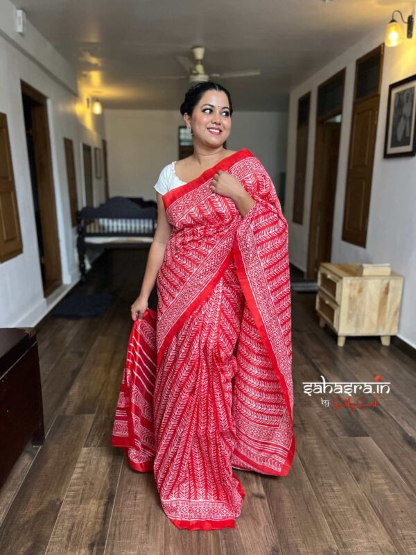 Red & White Ready to wear Saree-RW20