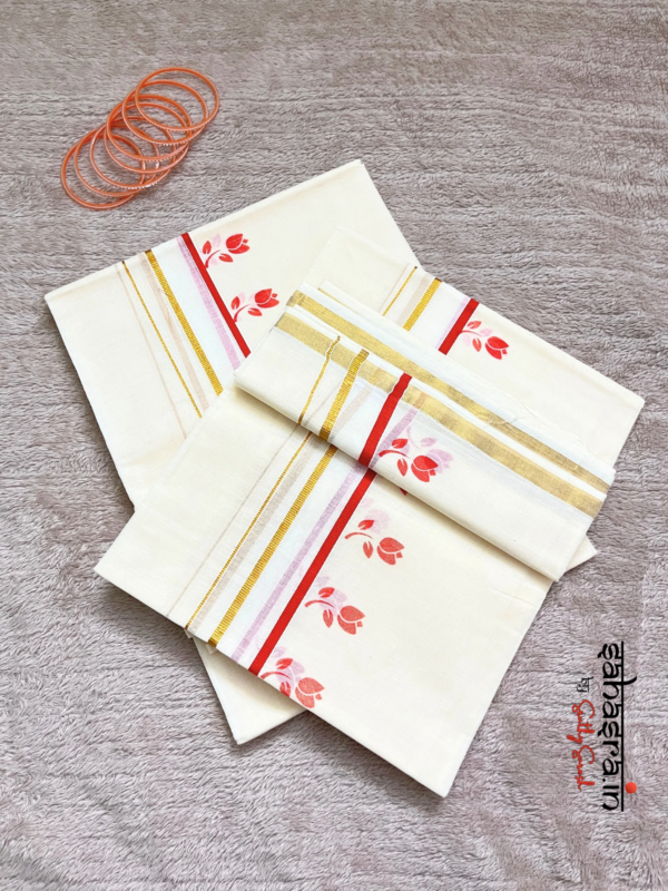 Kerala Set Mundu (Mundum Neriyathum)-KSM02 - Image 4