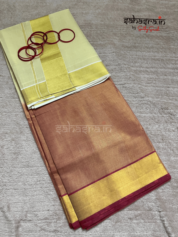 Maroon Tie-Dye Tissue Cotton Saree-(KTS11M) - Image 2