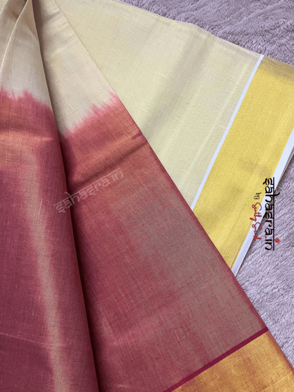 Maroon Tie-Dye Tissue Cotton Saree-(KTS11M) - Image 5