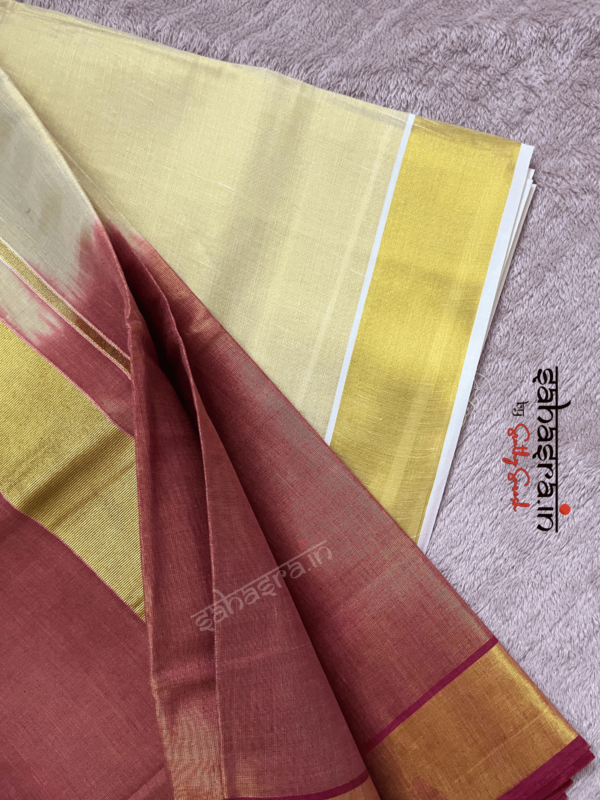 Maroon Tie-Dye Tissue Cotton Saree-(KTS11M) - Image 6