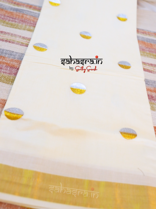 Polka dots -Kerala Cotton Saree (KS002) - Image 3