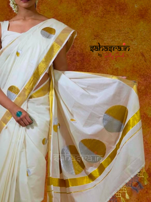 Polka dots -Kerala Cotton Saree (KS002)