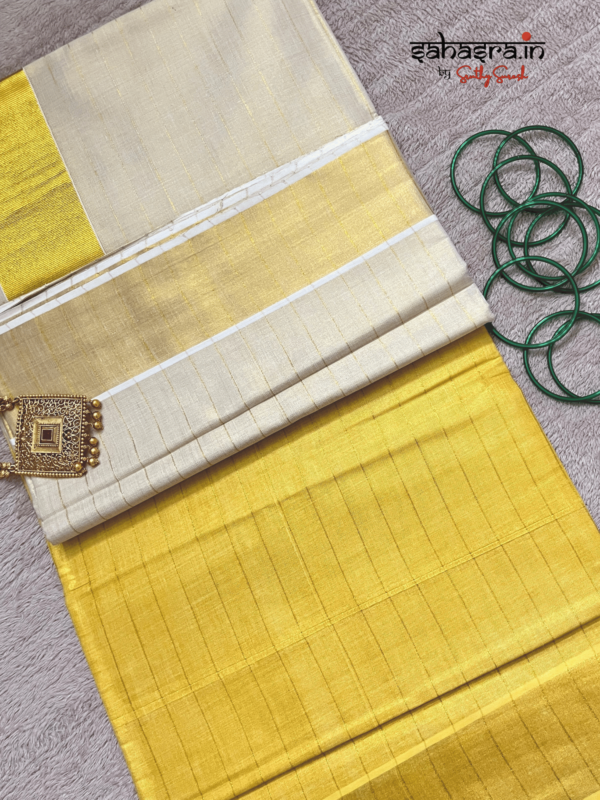 Yellow Tie-Dye Tissue Cotton Saree-(KTS11Y) - Image 6