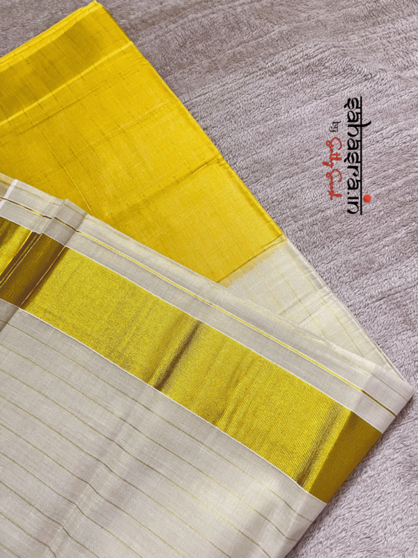 Yellow Tie-Dye Tissue Cotton Saree-(KTS11Y) - Image 4
