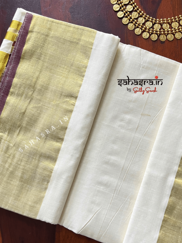 Premium Kerala Saree : 5 inch Kasavu border- (KS08) - Image 2