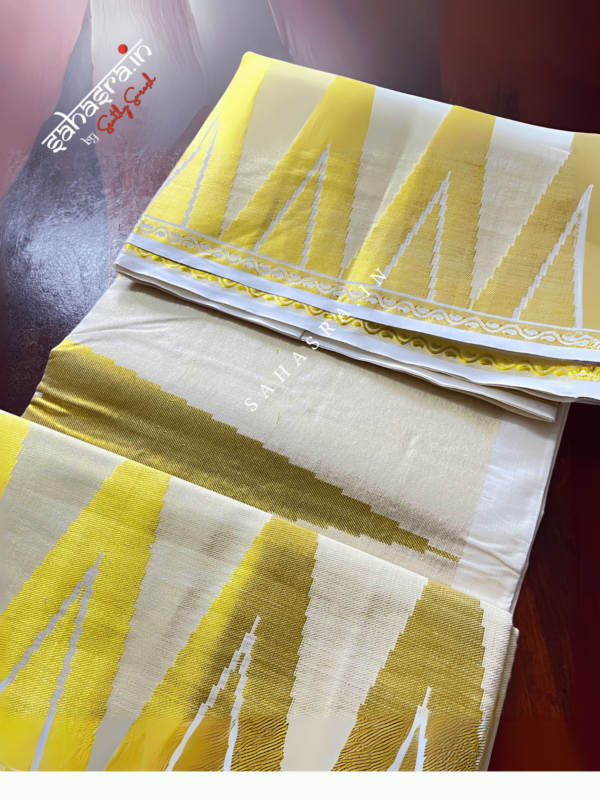 Premium Kerala Saree with Temple Border- (KS09) - Image 2