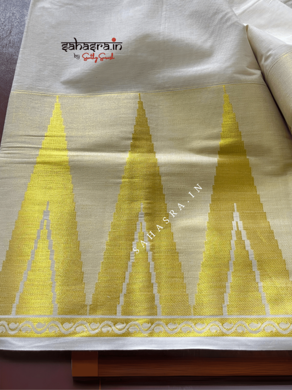 Premium Kerala Saree with Temple Border- (KS09) - Image 3