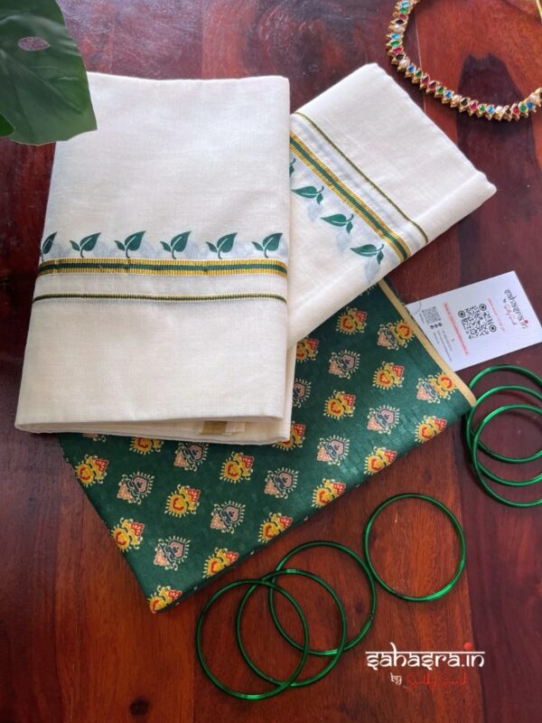 Kerala Set Mundu (Mundum Neriyathum)-KSM03 - Image 6