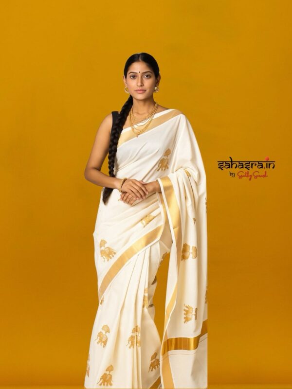 Gaja Kerala Kasavu Saree - (KS31) - Image 4