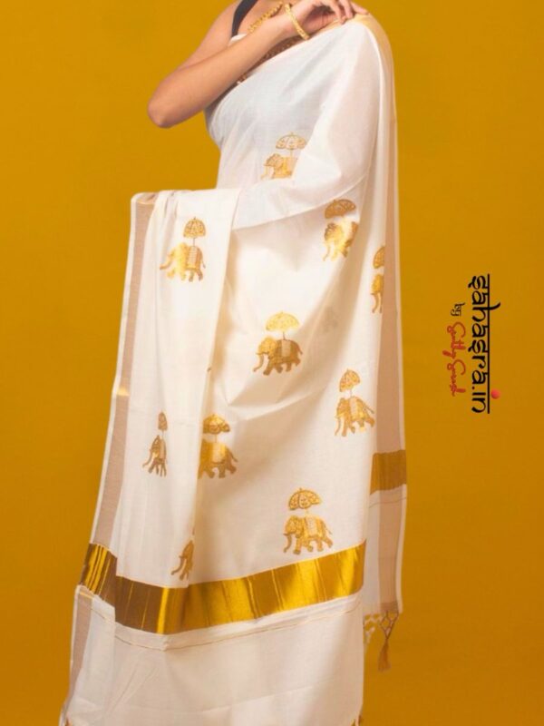 Gaja Kerala Kasavu Saree - (KS31) - Image 2