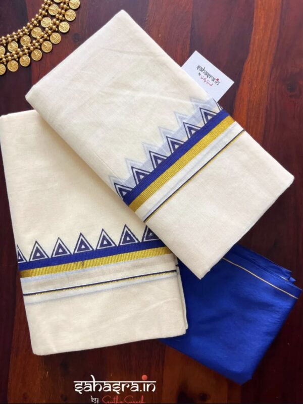 Kerala Set Mundu With temple Border (Mundum Neriyathum)-SM31 - Image 4