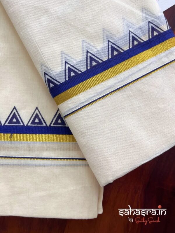 Kerala Set Mundu With temple Border (Mundum Neriyathum)-SM31 - Image 2