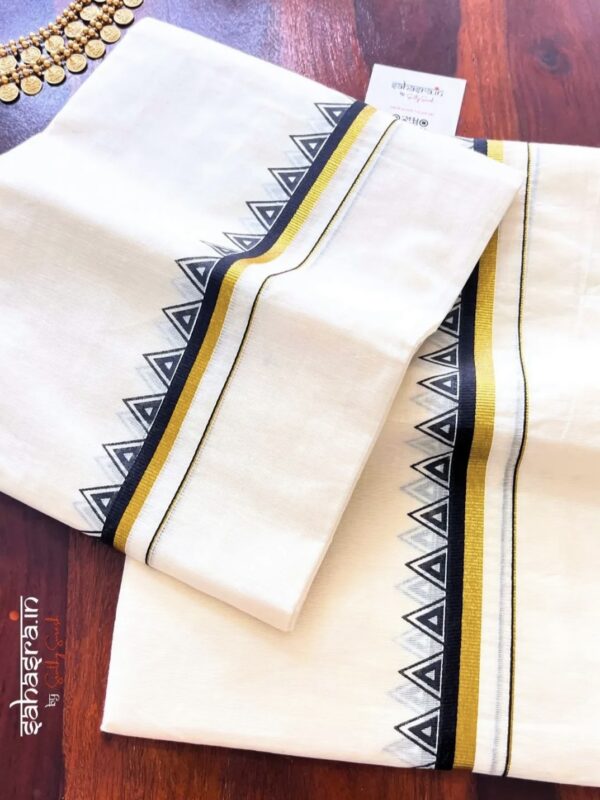 Kerala Set Mundu With temple Border (Mundum Neriyathum)-SM32 - Image 2