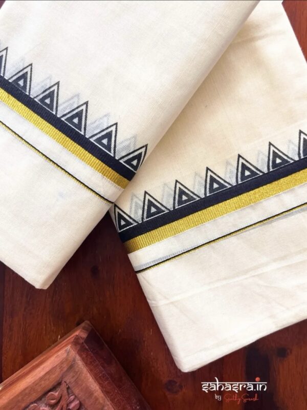 Kerala Set Mundu With temple Border (Mundum Neriyathum)-SM32 - Image 4