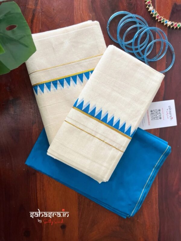 Kerala Set Mundu With temple Border (Mundum Neriyathum)-SM33A