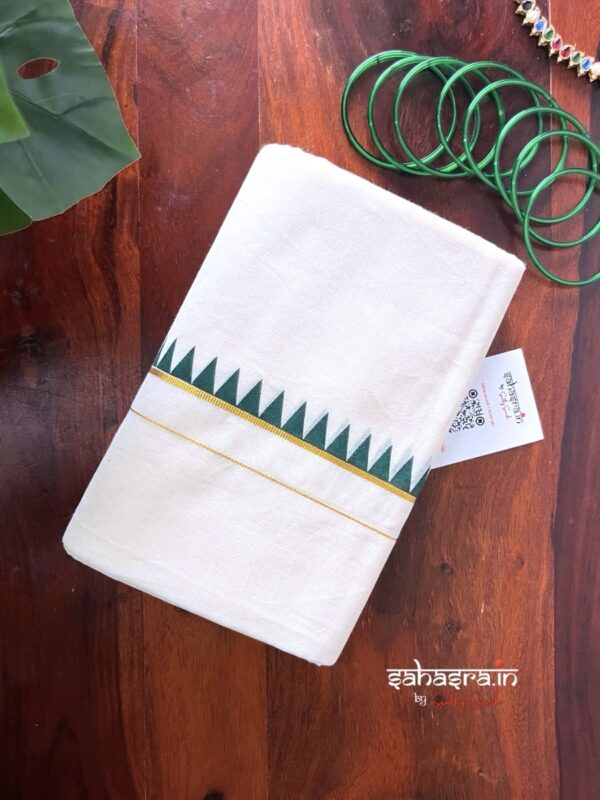 Kerala Set Mundu With temple Border (Mundum Neriyathum)-SM33D - Image 4