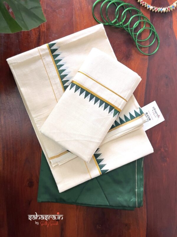 Kerala Set Mundu With temple Border (Mundum Neriyathum)-SM33D