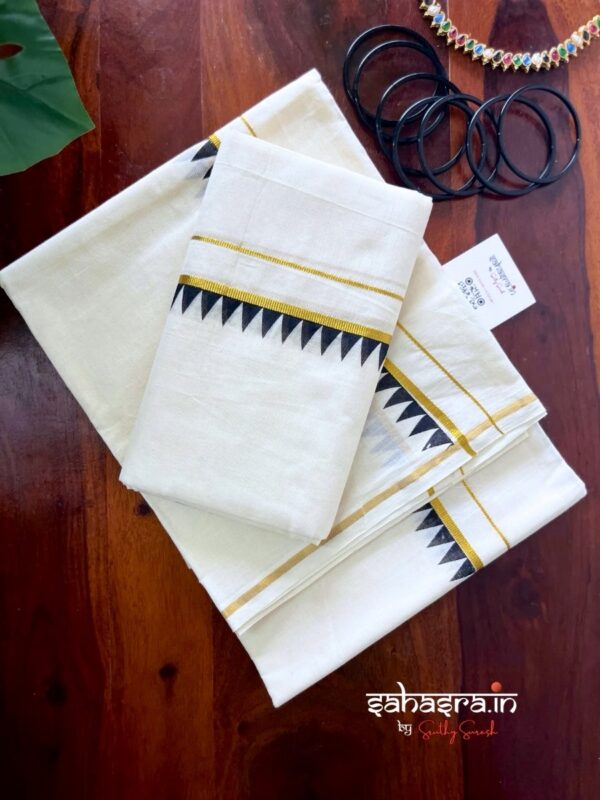 Kerala Set Mundu With temple Border (Mundum Neriyathum)-SM33C