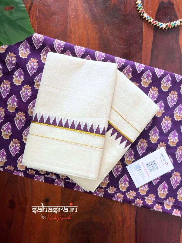 Kerala Set Mundu With temple Border (Mundum Neriyathum)-SM33