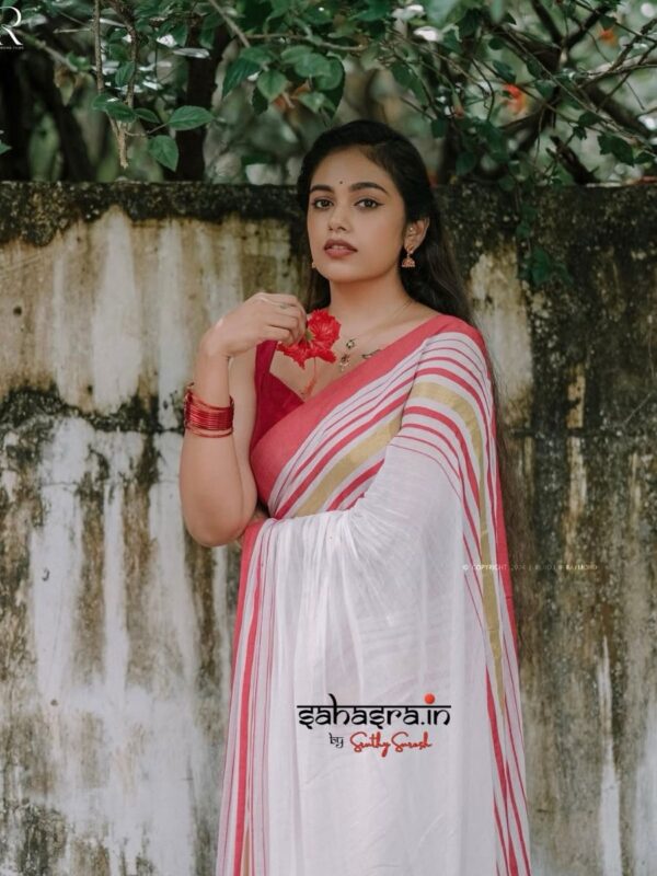 Charu : Mul Cotton Saree - (ML12) - Image 5