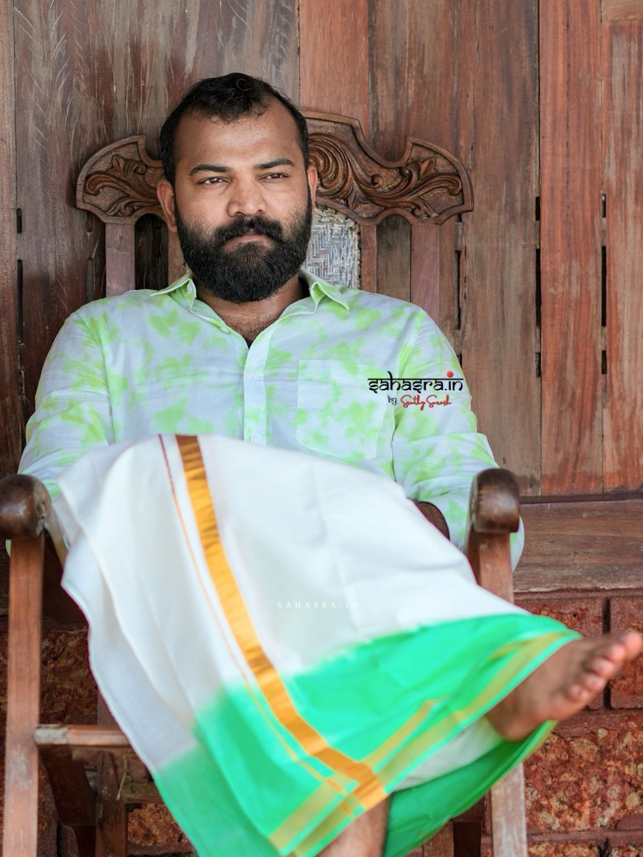 Kerala Tie-dye Double Mund/ Dhoti -(TDM33)