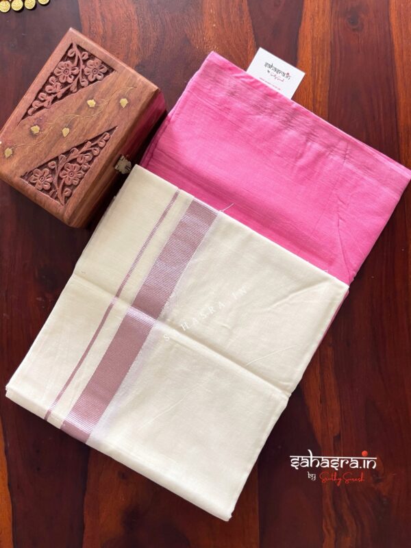 Tie & Dye Kasavu Double Mund/ Kerala Dhoti -(TDM32) - Image 2
