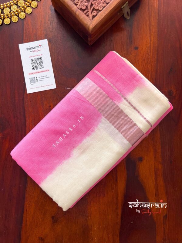 Tie & Dye Kasavu Double Mund/ Kerala Dhoti -(TDM32) - Image 3