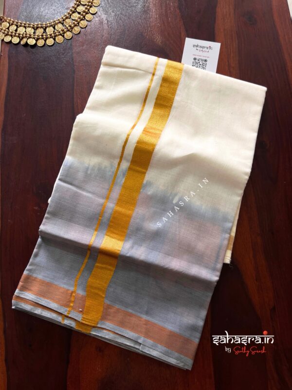 Tie & Dye Kasavu Double Mund/ Kerala Dhoti -(TDM35) - Image 2