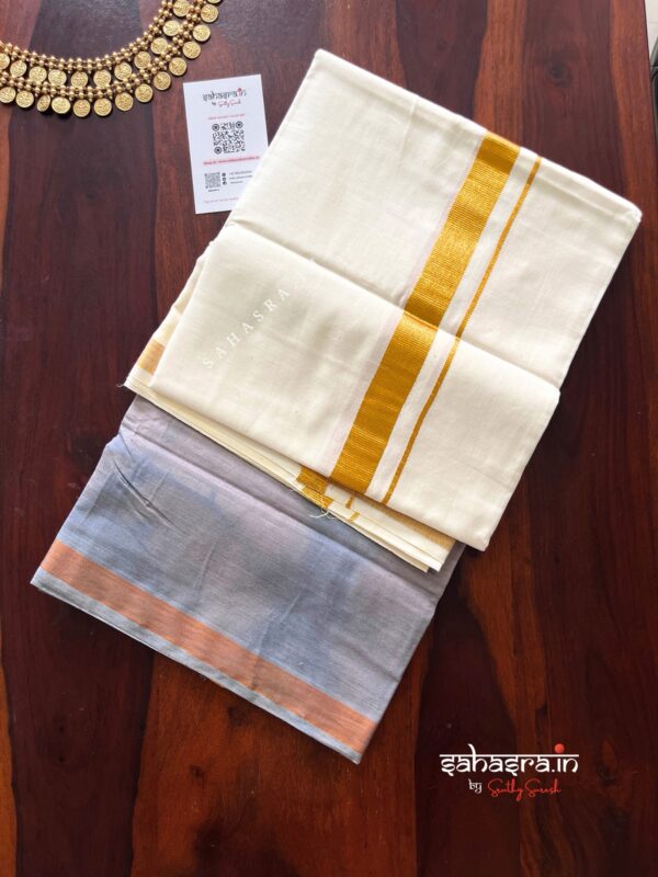 Tie & Dye Kasavu Double Mund/ Kerala Dhoti -(TDM35)