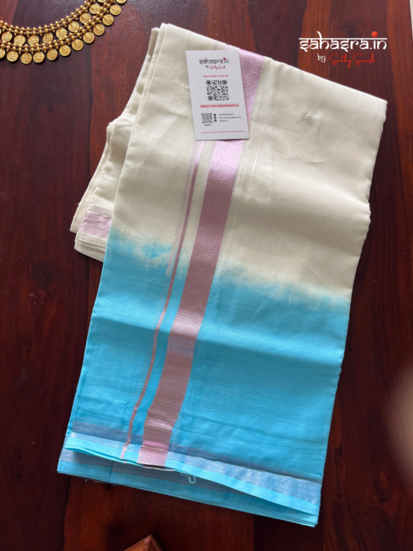 Tie & Dye Kasavu Double Mund/ Kerala Dhoti -(TDM32A)