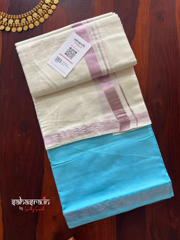 Tie & Dye Kasavu Double Mund/ Kerala Dhoti -(TDM32A) - Image 2