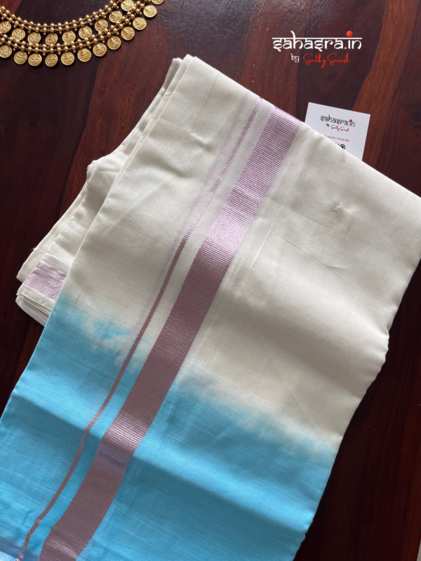 Tie & Dye Kasavu Double Mund/ Kerala Dhoti -(TDM32A) - Image 3