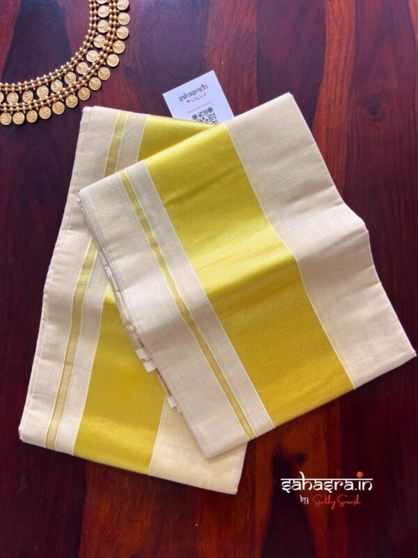 Kerala Tissue Cotton Set Mund (Premium)- SM05
