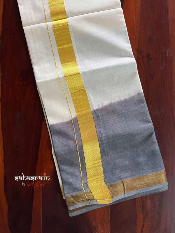 Black Tie & Dye Premium Kasavu  Mundu/Dhoti-(DT08)