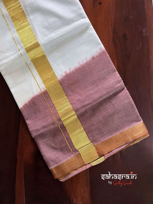 Brown Tie & Dye Premium Kasavu  Mundu/Dhoti-(DT06)