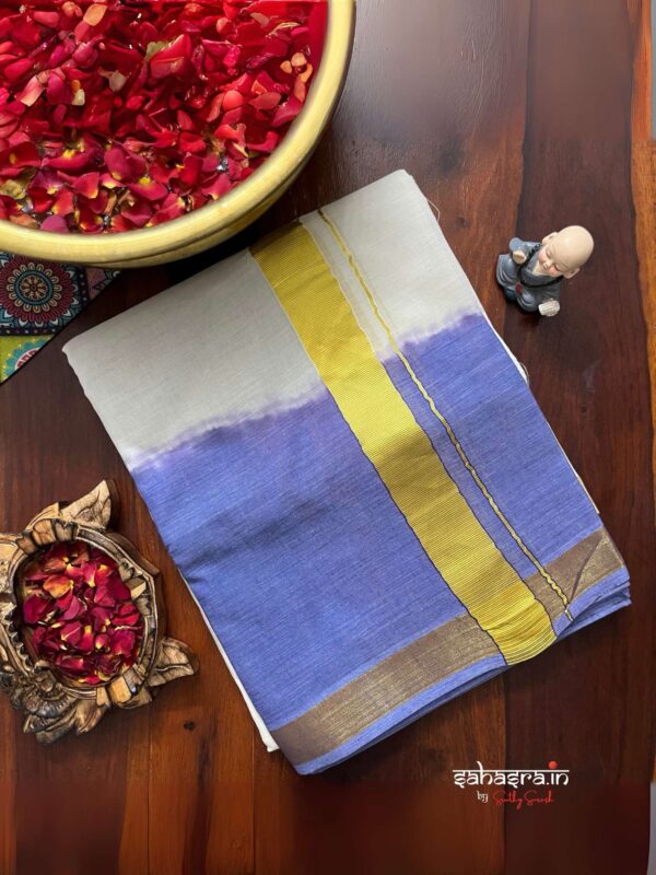 Purple Tie & Dye Premium Kasavu  Mundu/Dhoti-(DT07)