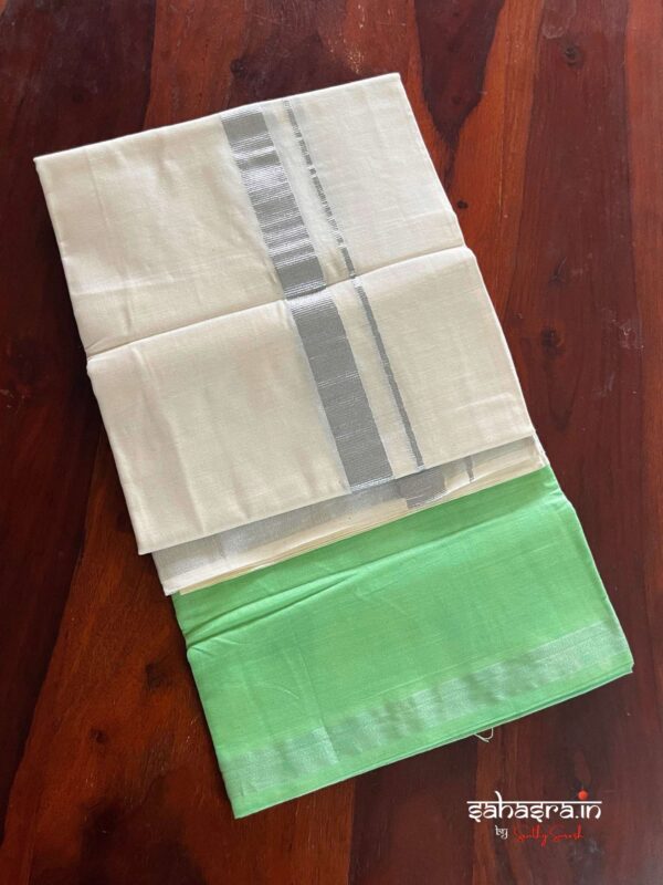 Tie & Dye Kasavu Double Mund/ Kerala Dhoti -(TDM33A) - Image 3
