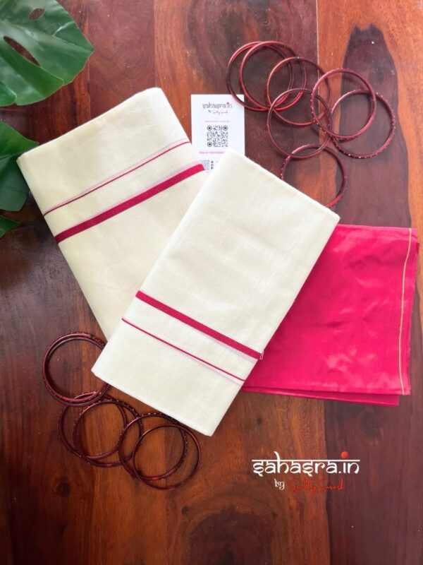 Puliyilakkara Set Mundu (Mundum Neriyathum)-NS03B - Image 3