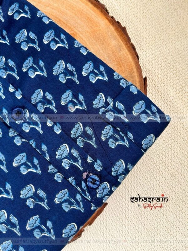 Blue- Printed Pure Cotton Full-Sleeve Shirt for Men (SRT17) - Image 2