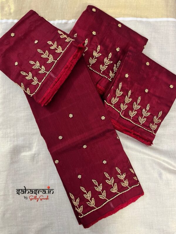 Aari Work Blouse Piece unstitched -BP12 - Image 5