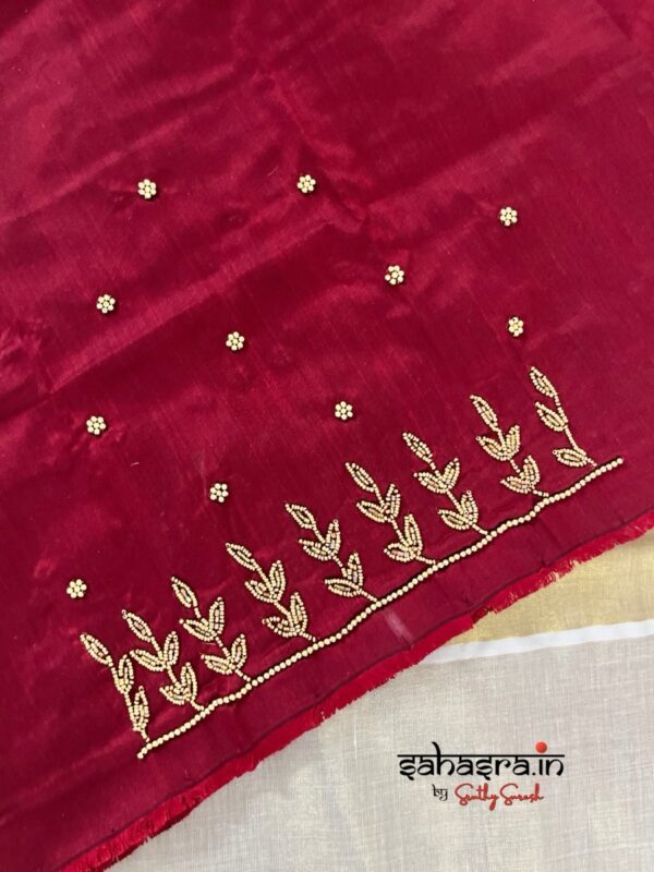 Aari Work Blouse Piece unstitched -BP12 - Image 4