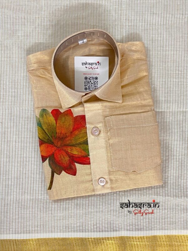 Kid's Combo: Tissue Shirt & Cotton Dhoti : (bkid02) - Image 2
