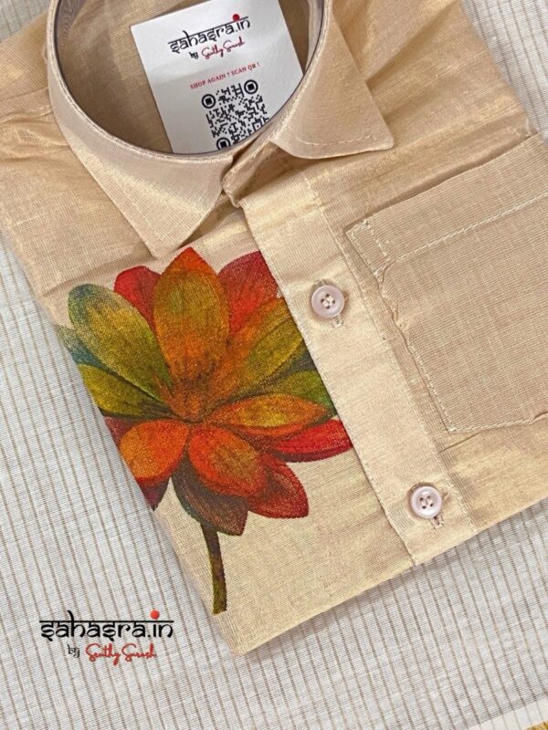 Kid's Combo: Tissue Shirt & Cotton Dhoti : (bkid02) - Image 4