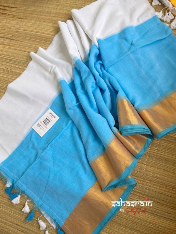 Charu : Blue Mul Cotton Saree - (CHARU10B)