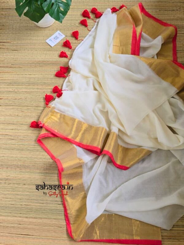 Gulmohar : Mul Cotton Saree - (Mul10) - Image 5