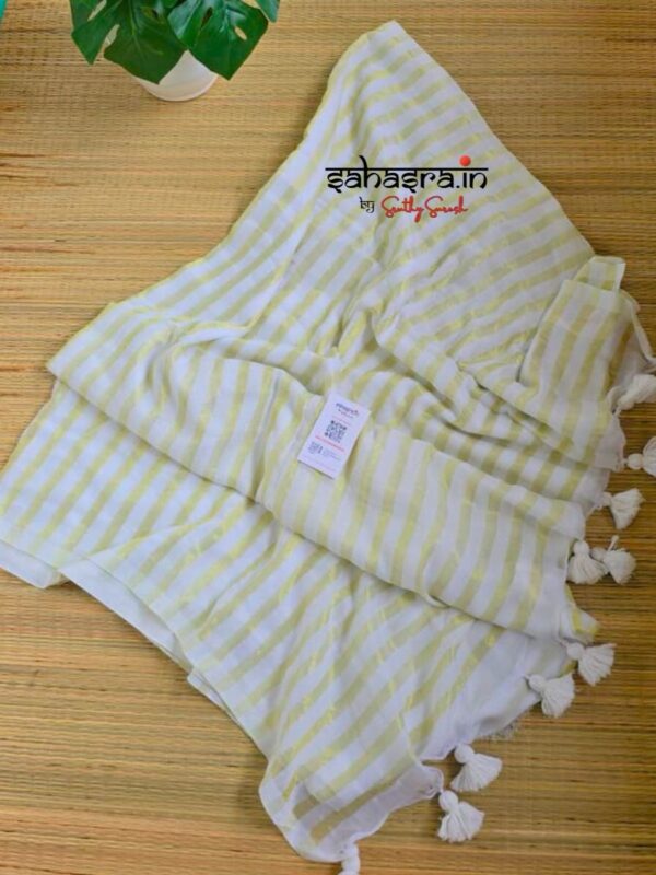 120 Count Mul Cotton Saree 'Golden lines - (Mul05)