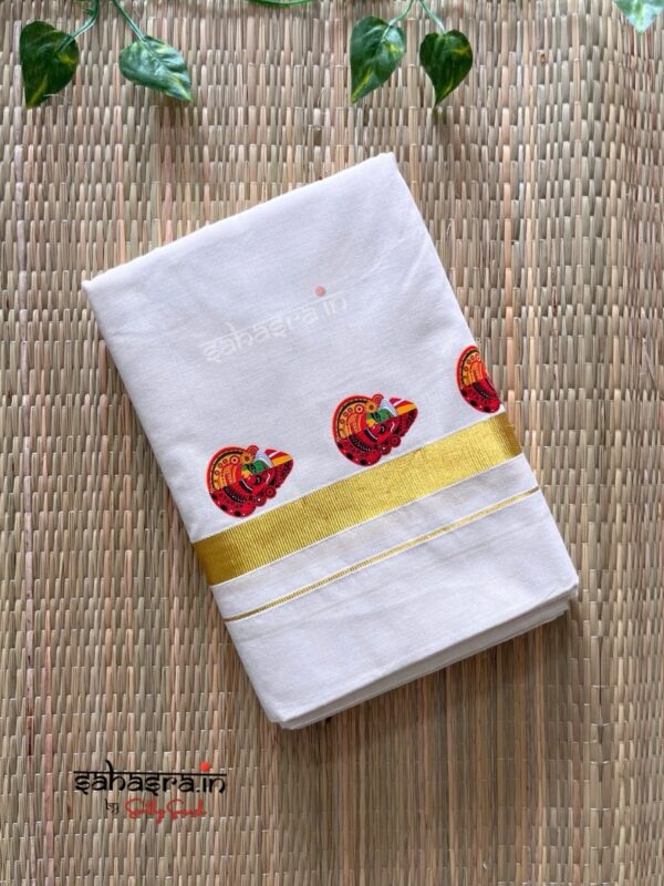 Kadhakali-Theyyam Pure Cotton Dhoti/Mundu-(DT45) - Image 3