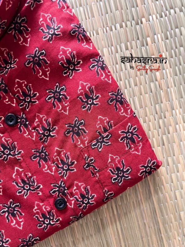 Ajrakh Pure Cotton Half-Sleeve Shirt For Men- SRT10 - Image 3
